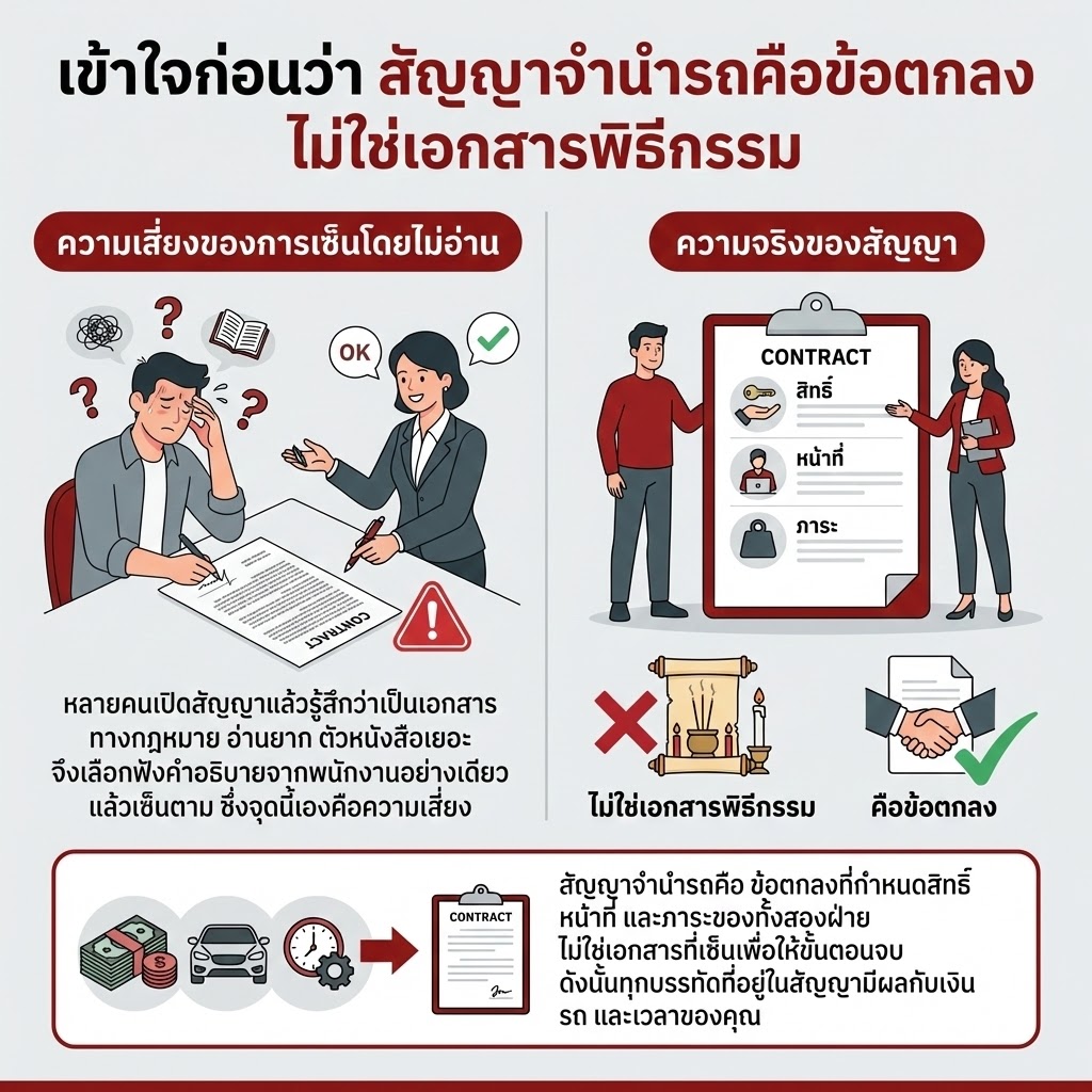 เข้าใจก่อนว่า สัญญาจำนำรถคือข้อตกลง ไม่ใช่เอกสารพิธีกรรม